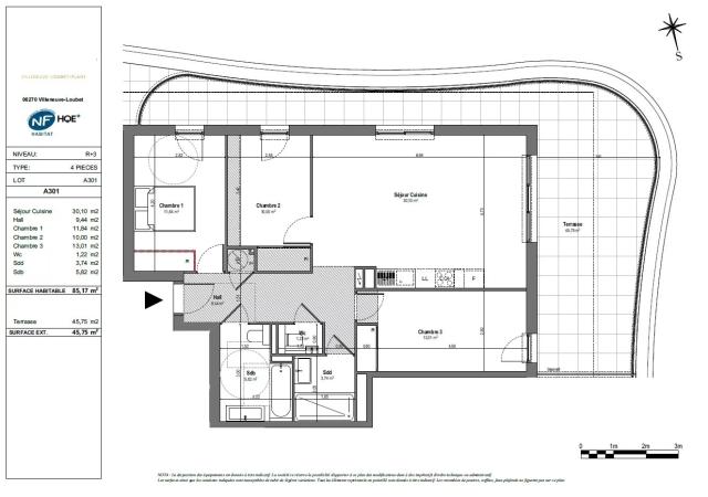 3 bedroom Apartment in Villeneuve-Loubet